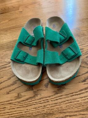 Birkenstock Emerald Green Suede Arizona Sandals